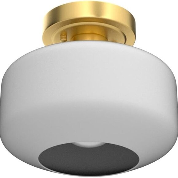 NIB Jeenkae Gold W/ Milk Glass Semi Flush Mount Ceiling Light Fixture - Picture 2 of 8